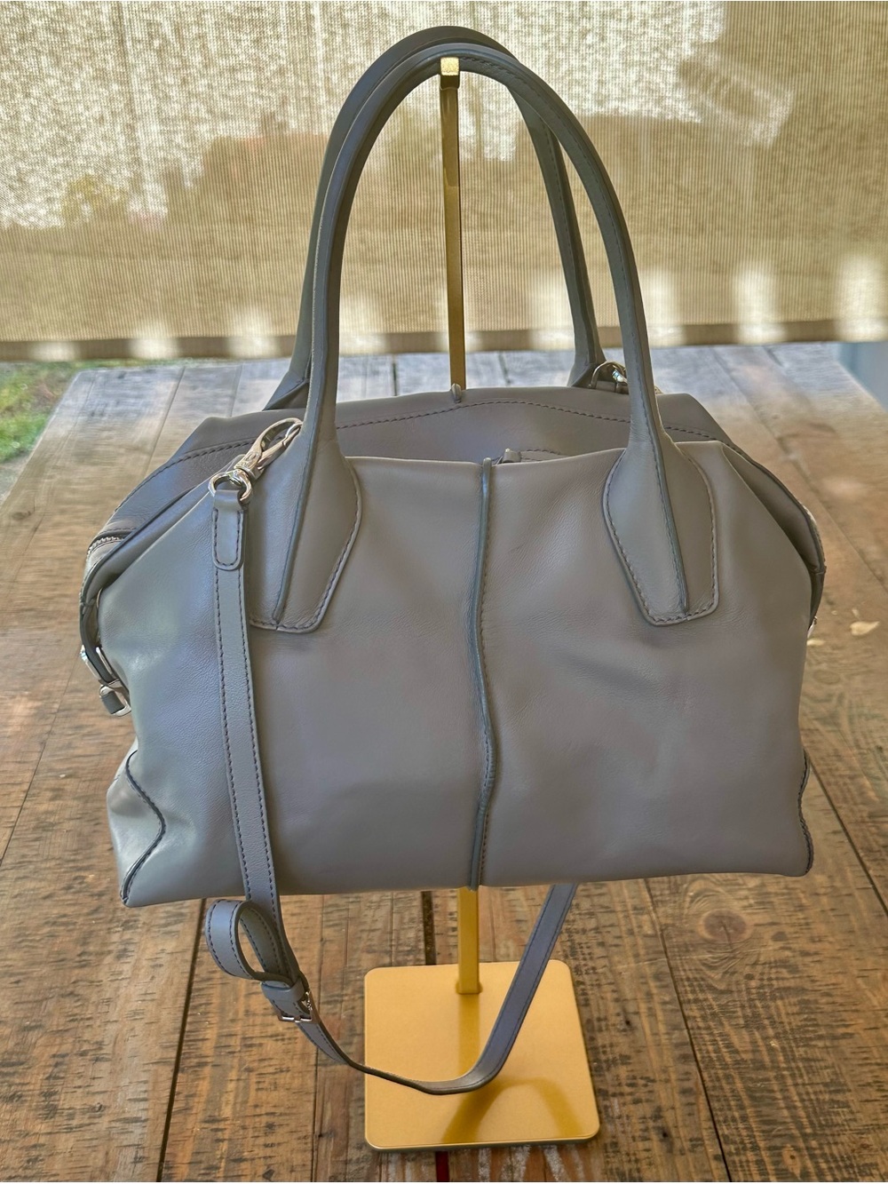 Tod’s Gray Leather “D-Styling” Bauletto Satchel - Women Bags